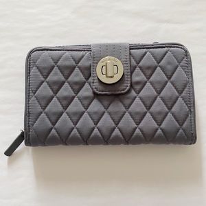 Vera Bradley Gray Quilted Turnlock Wallet